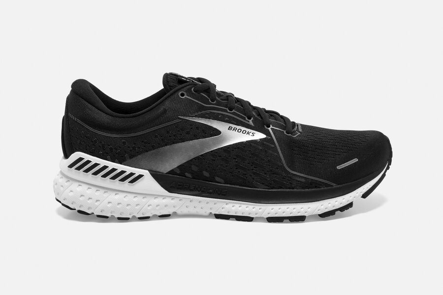 Brooks Running Shoes - Adrenaline GTS 21 Road Mens - Black/White - RXL-587321